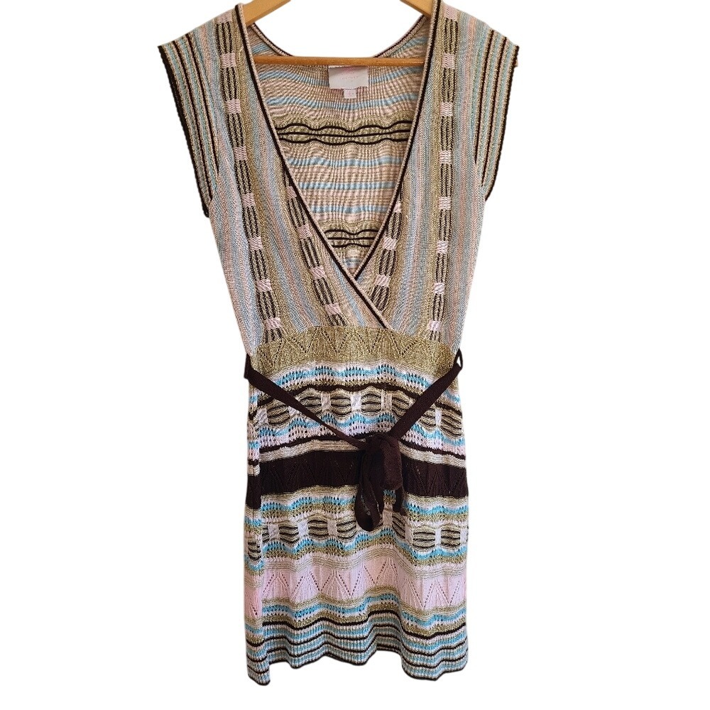 Romeo &‎ Juliet Couture Lightweight Metallic Knitted Tunic Sweater Dress S